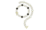  TEXTURED 18 KARAT YELLOW GOLD OCTO-HEX LINK TOGGLE NECKLACES IN BLACK ONYX AND MOTHER OF PEARL 