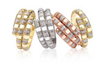 Textured 18K Rose, Yellow or White Double and Single Coil Bracelets in Diamond Pavé… It’s “The Art of Color”