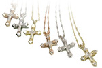 “Retro Chic” Crosses in Rose, Yellow and White Textured 18K Gold… A “Triple Threat” Luxury for Every Lady!