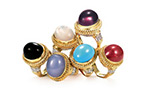 “Turn Down the Chatter… Turn Up the Chic” Textured 18K Yellow Gold “More than Cocktail” Rings in Assorted Bold Colors